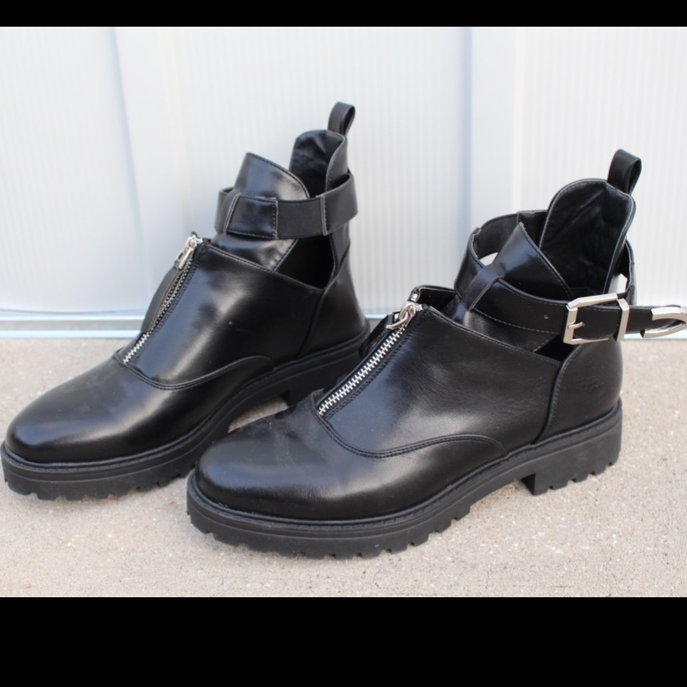 Faux leather biker boot